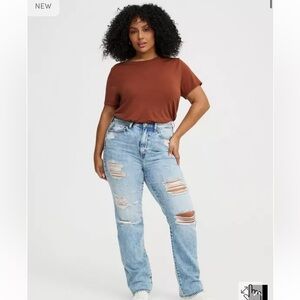 Women's Light Blue High Rise Distressed Jeans